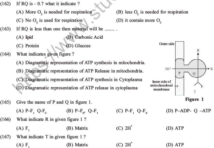 NEET Biology Respiration MCQs Set A, Multiple Choice Questions